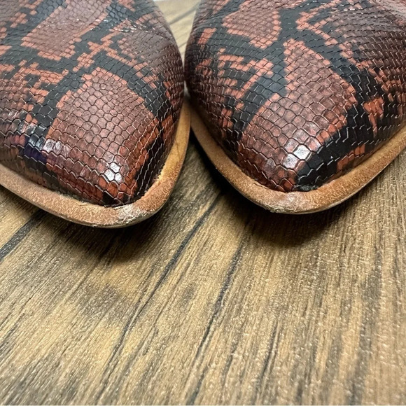 Madewell Mules 8 The Emilia Mule in Snake Embossed Leather Slip On Brown Slides - Picture 5 of 14